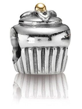 PANDORA Cupcake Charm Authentic Sterling Silver 14K Gold Food Celebrations